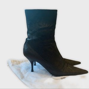 Authentic Prada pointed toe suede ankle booty